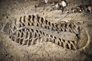 Boot imprint in dry mud